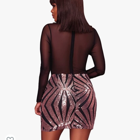 Plus size black mesh sequin dress - Picture 3 of 4